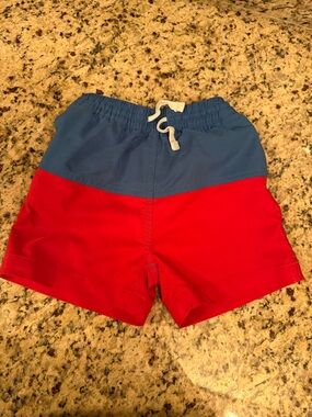 Chubbies 3T kids swim trunk red and blue block